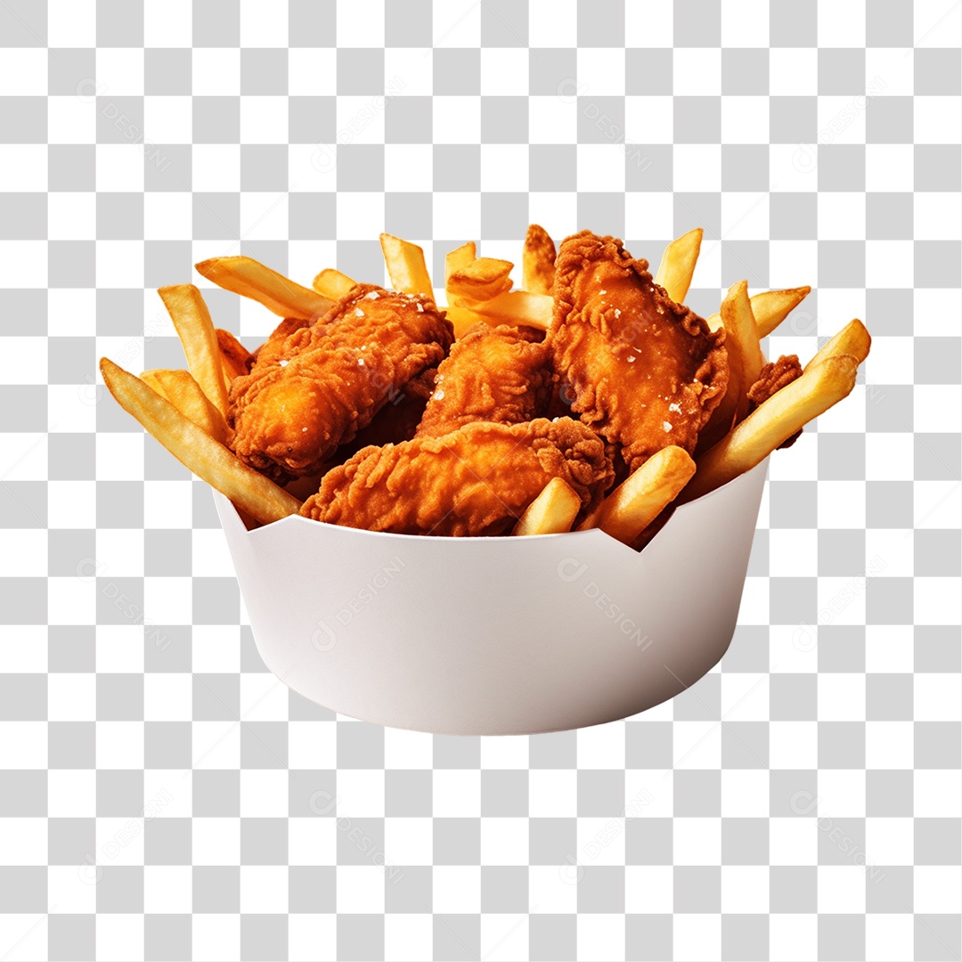 Frango Frito Com Batatas PNG Transparente