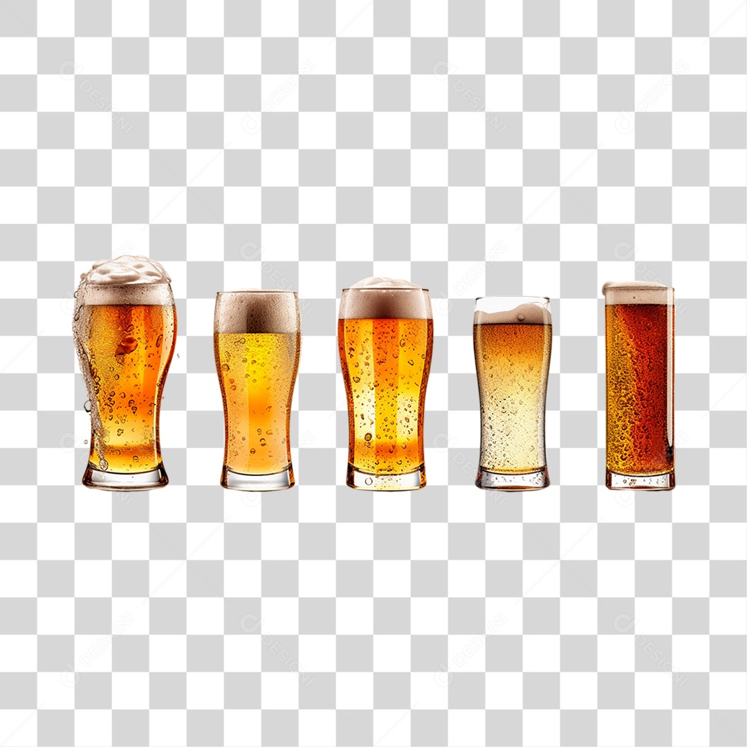 Copos com Cerveja PNG Transparente