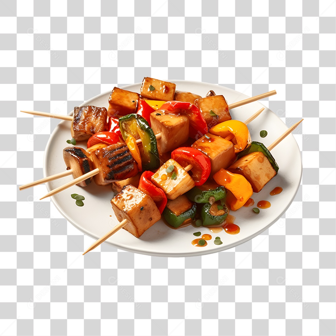Espetinhos de Carne e Legumes PNG Transparente