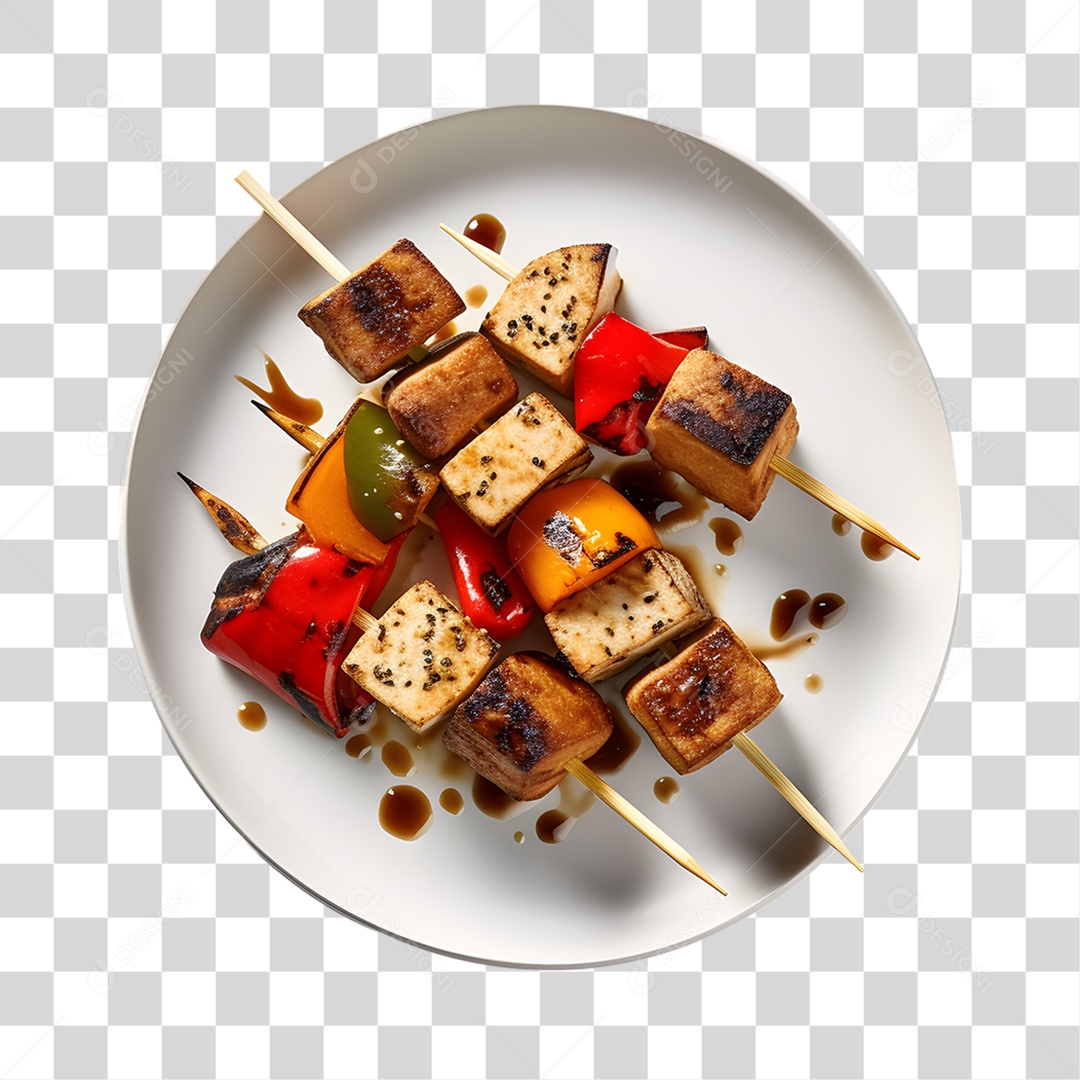 Espetinhos de Carne e Legumes PNG Transparente