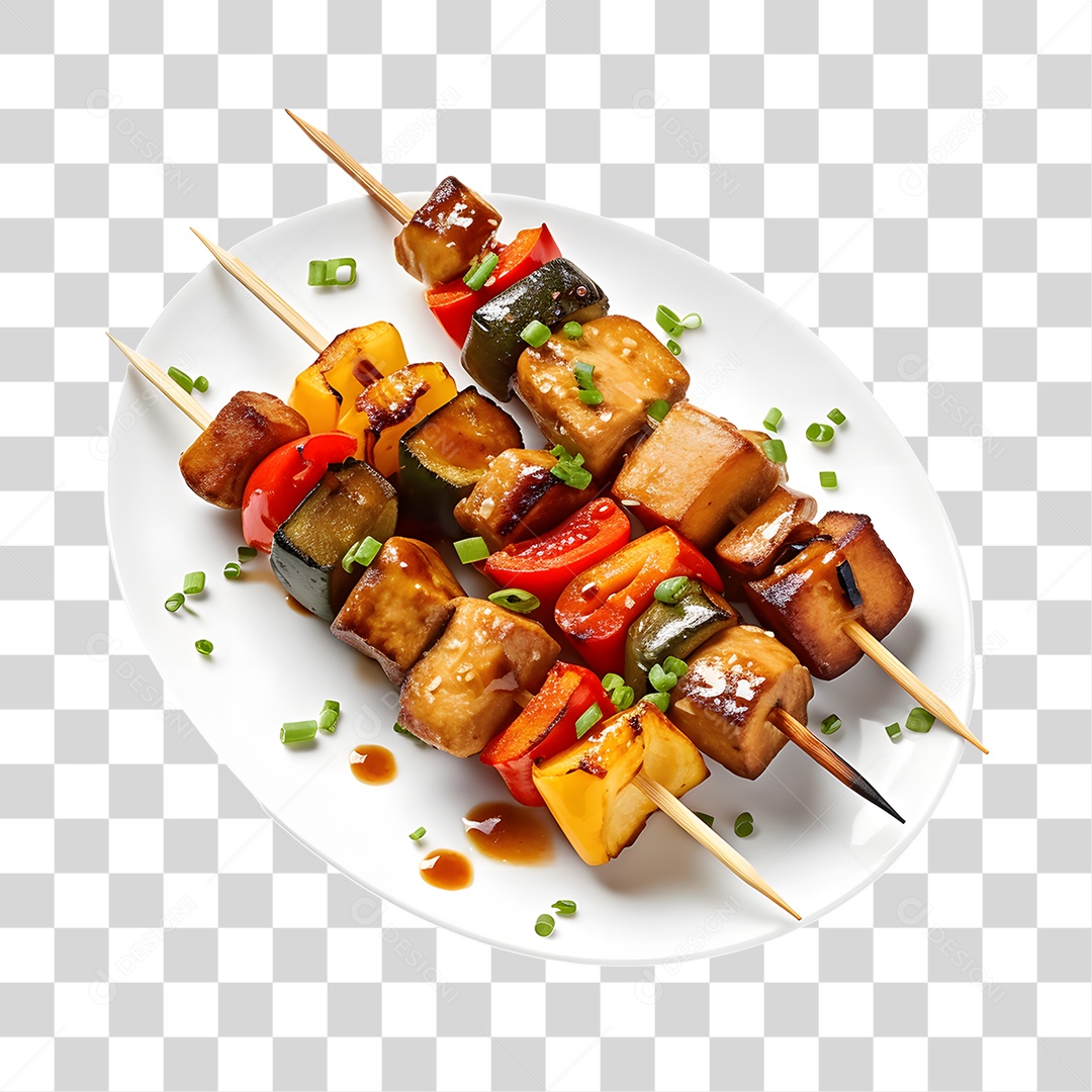 Espetinhos de Carne e Legumes PNG Transparente