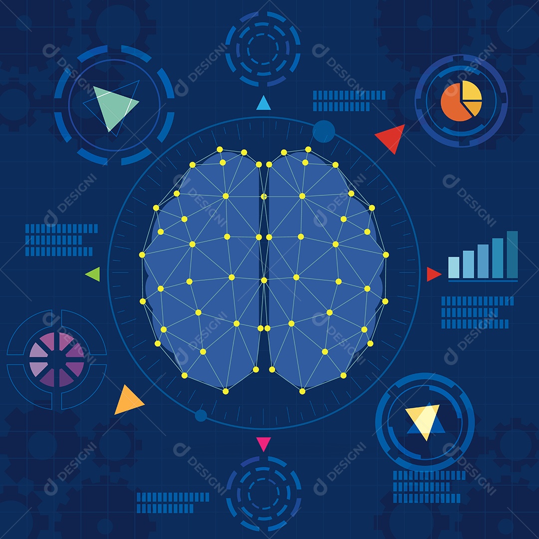 Vetor de Fundo de Ideia de Tecnologia Digital Cerebral Vetor EPS