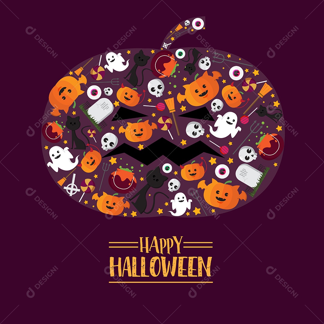 Abóbora de forma de ícone de Halloween Vetor EPS