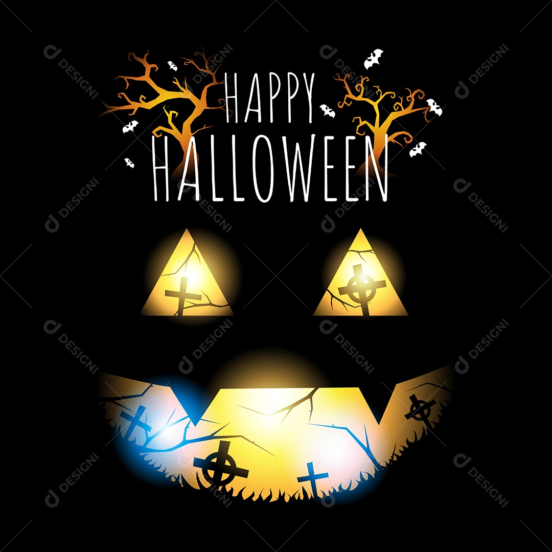 Feliz Dia das Bruxas, Rosto Fantasma Em Fundo Preto Escuro Vetor Doente Vetor EPS