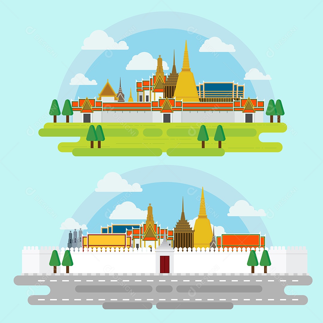 Grande Palácio, Em Bangkok Viagem e Ilustração Vetor EPS