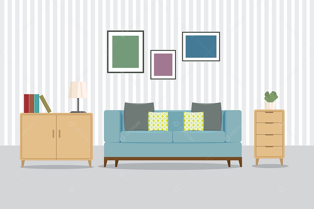 Conjunto de mobiliário Interior e acessórios para casa Vetor EPS