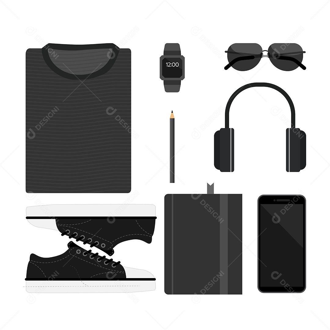 Coleção de ícones pessoais e de negócios conjunto preto Ilustração Vetor EPS