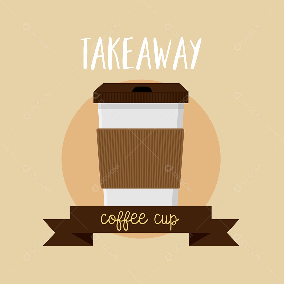 Xícara de café leva embora o ícone plano do logotipo do ícone Vetor EPS