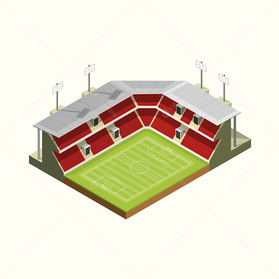 Estrutura do telhado do estádio Ícone isométrico futebol ou futebol Ilustração Vetor EPS