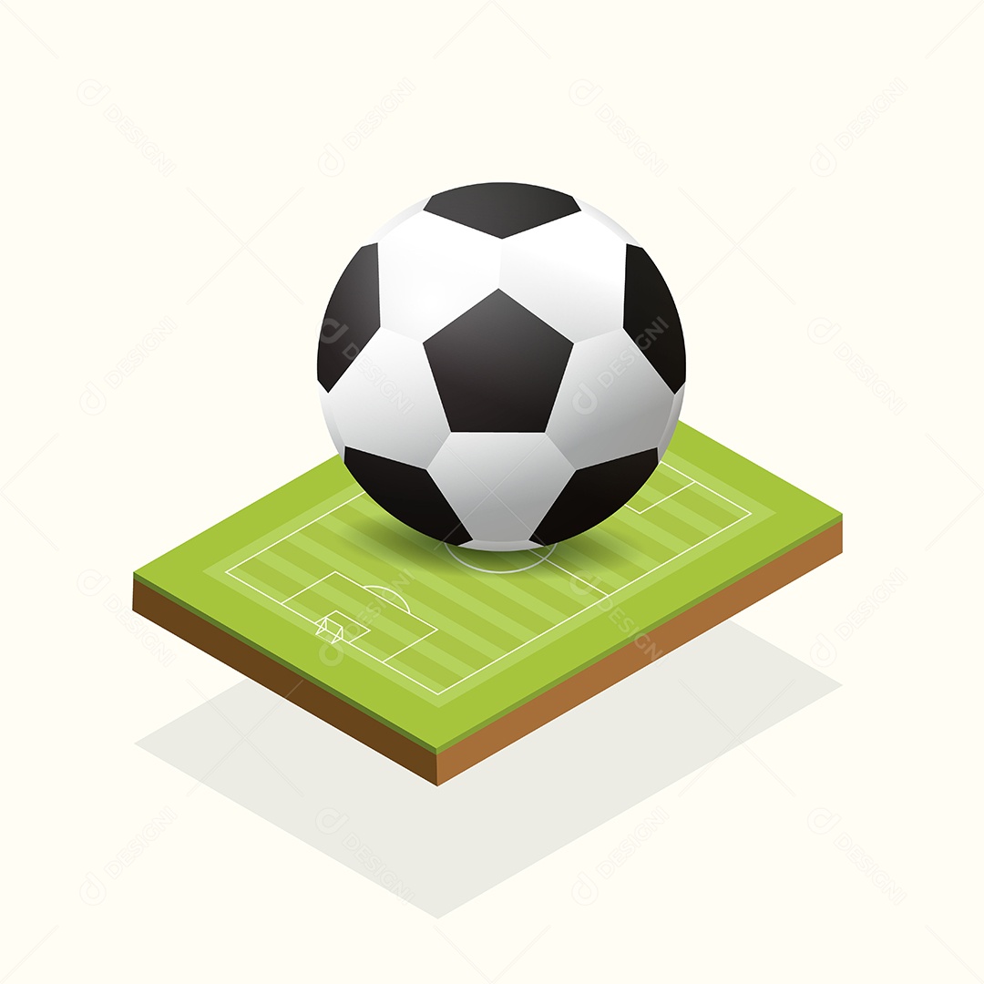 Elementos de futebol e campo isométricos Ilustração Vetor EPS