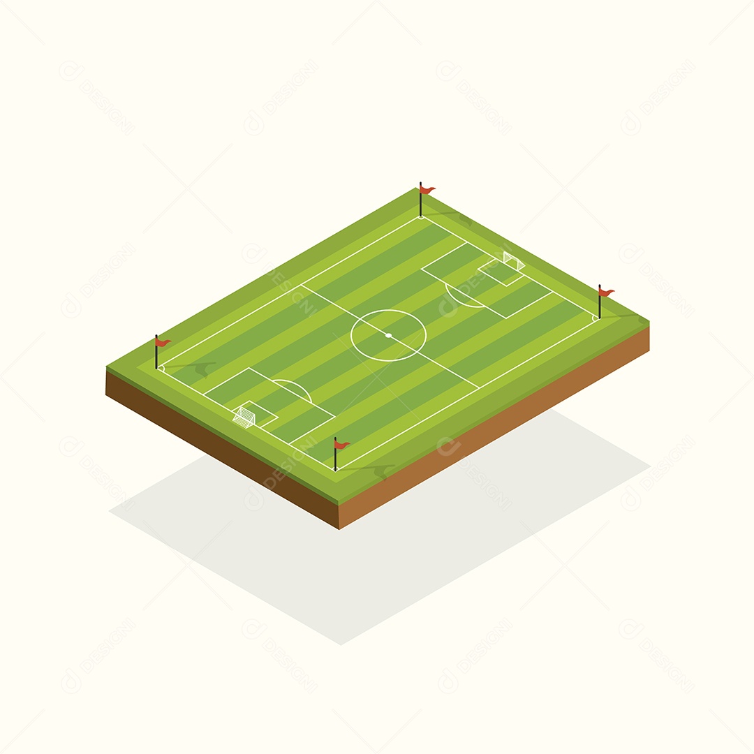Elementos de futebol de campo isométricos Ilustração Vetor EPS