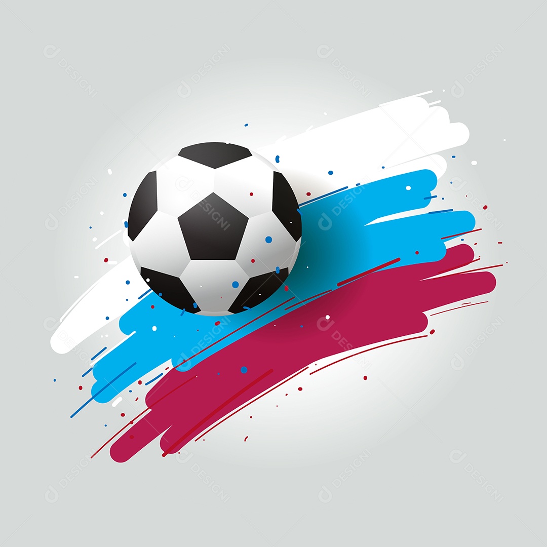 Bola de futebol e tinta de pincel de fundo três cores Ilustração Vetor EPS