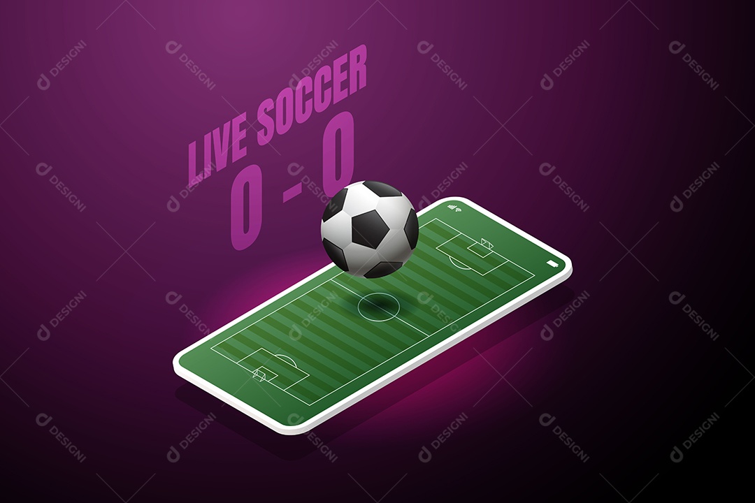 Copa de futebol ao vivo online via celular Ilustração Vetor EPS