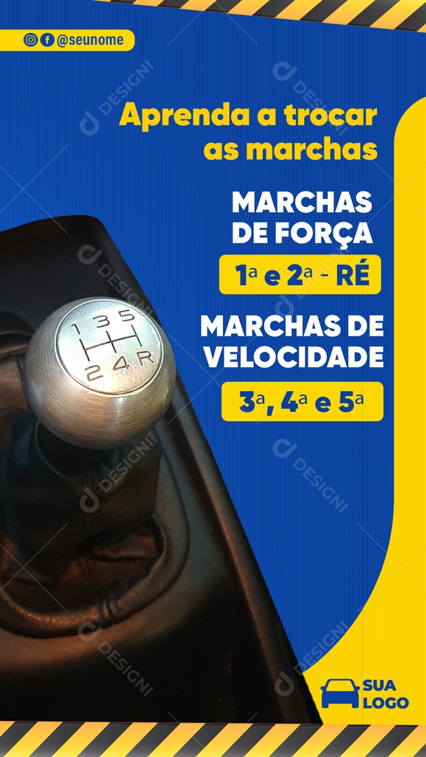 Story Aprenda a Trocar As Marchas Social Media PSD Editável