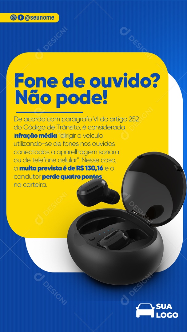 Social Media Story Fone De Ouvido Não Pode PSD Editável
