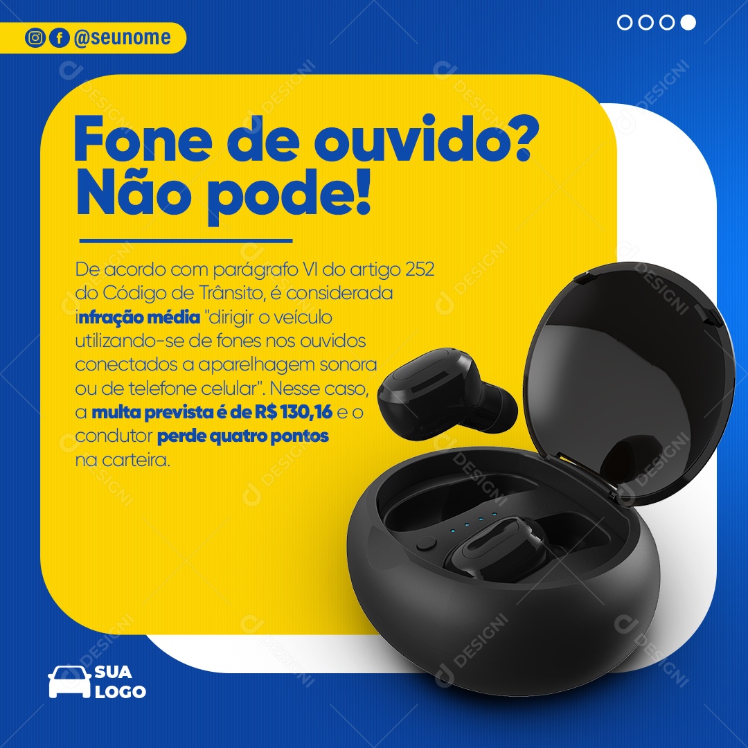 Social Media Feed Fone De Ouvido Não Pode PSD Editável