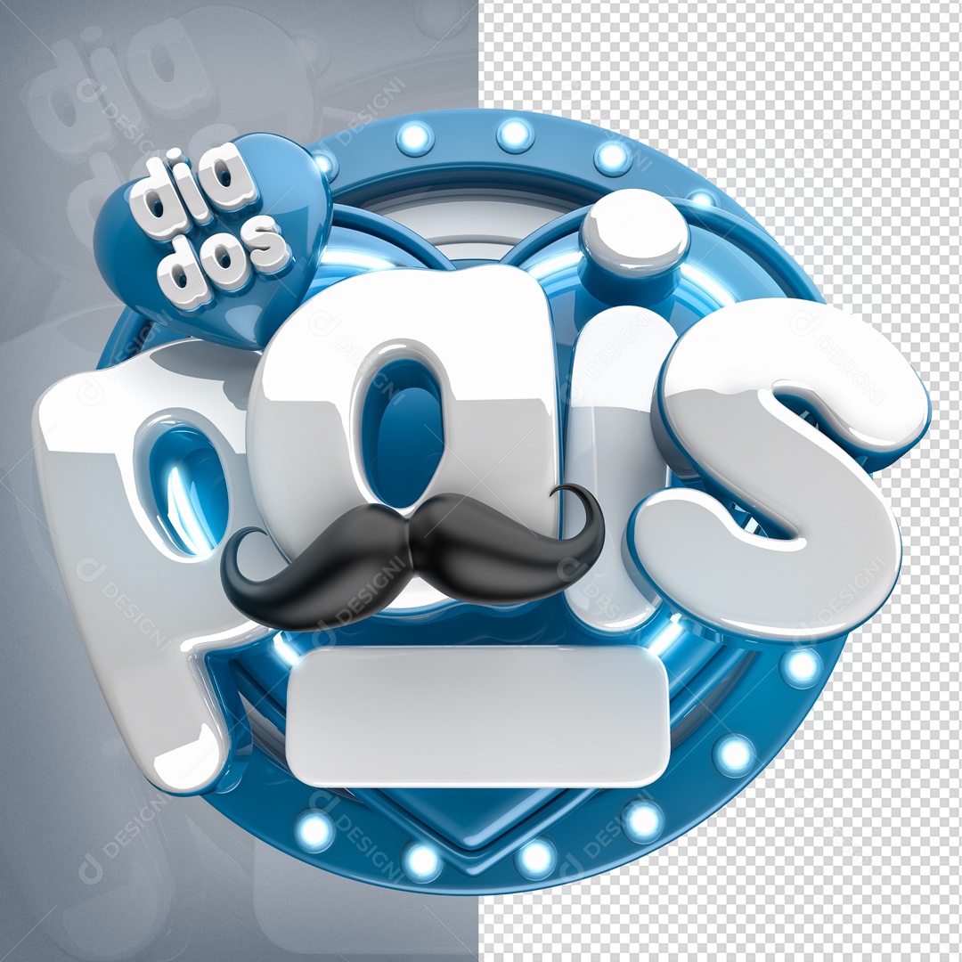 Selo 3D Dia Dos Pais Moldura Com Luzes Para Composição PSD