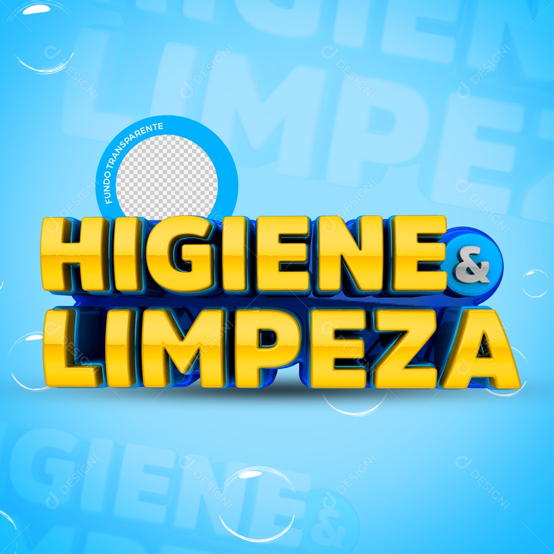 Selo 3D Higiene e Limpeza Para Composição PSD