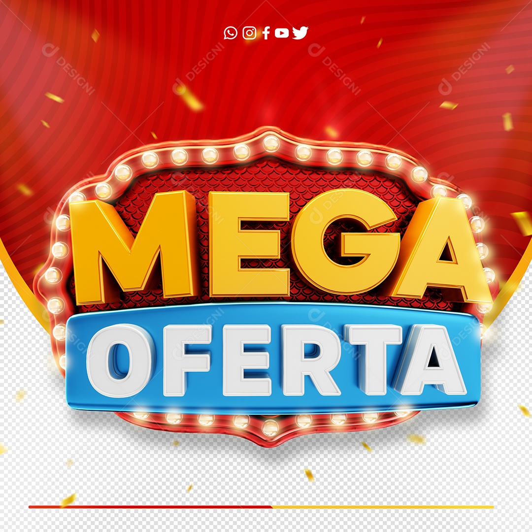 Selo 3D Mega Oferta Moldura Com Luzes Para Composição PSD