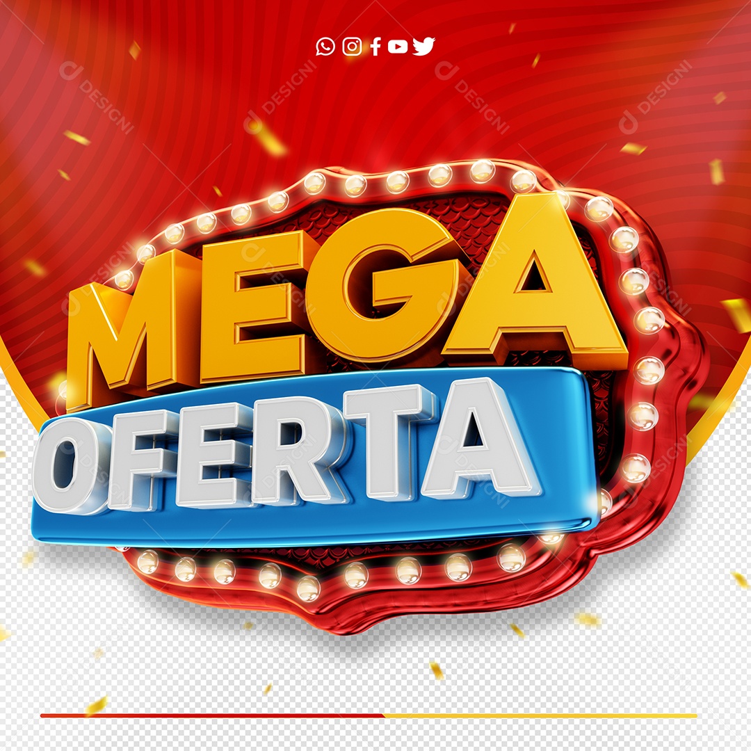 Mega Oferta Moldura Com Luzes Selo 3D Para Composição PSD