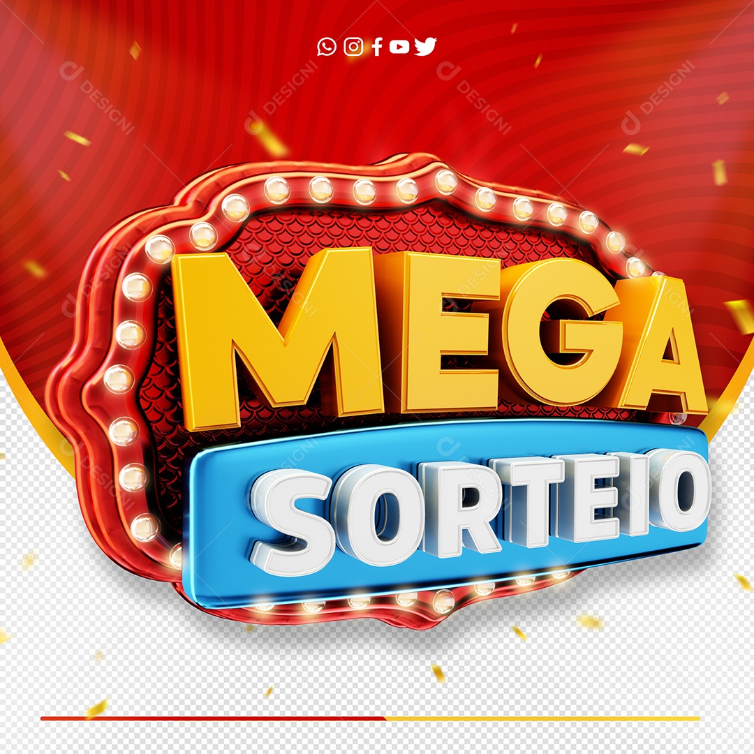 Mega Sorteio Moldura Com Luzes Selo 3D Para Composição PSD