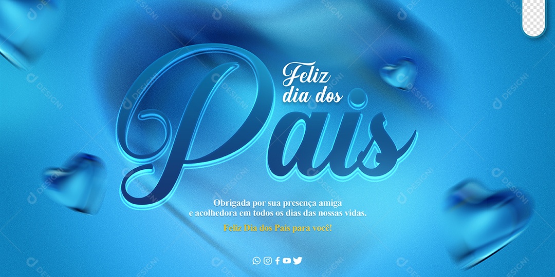 Texto 3D Feliz Dia Dos Pais Para Composição PSD