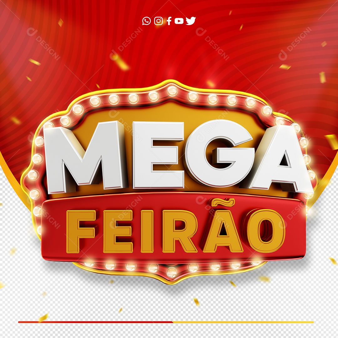 Selo 3D Mega Feirão Vermelho Para Composição PSD
