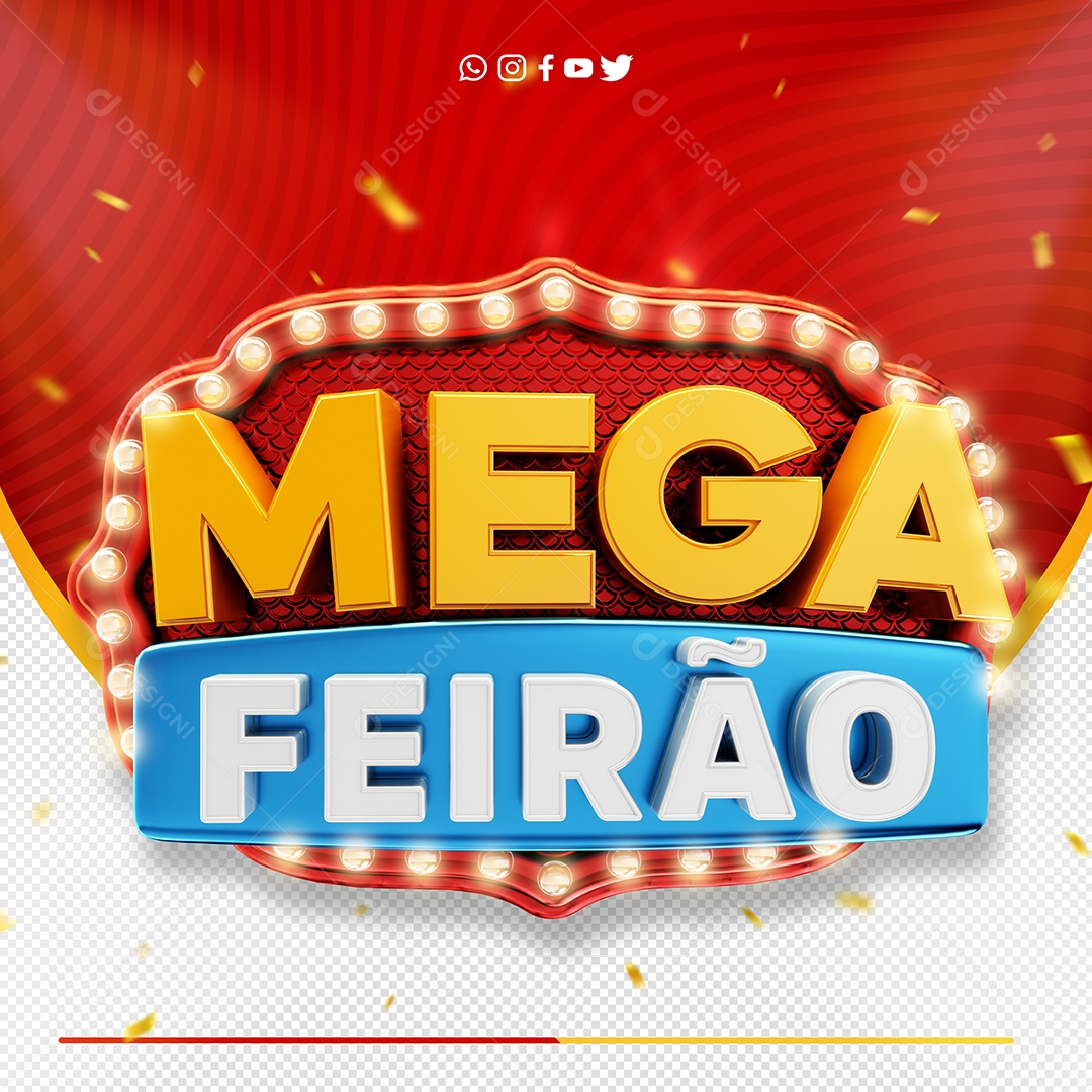 Selo 3D Mega Feirão Com Luzes Para Composição PSD