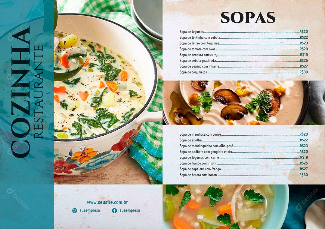 Modelo De Cardápio Sopa Restaurante PSD Editável