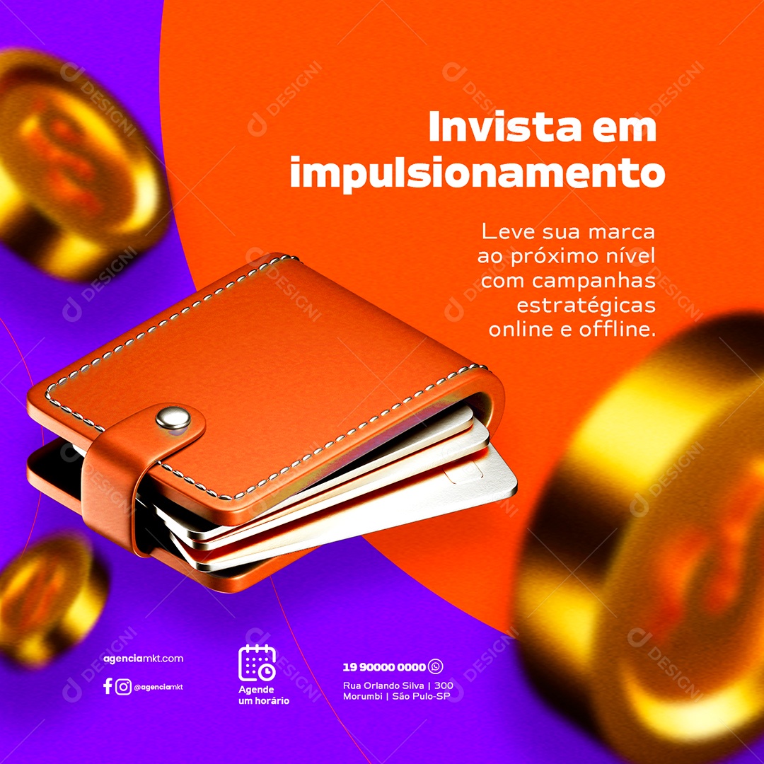 Invista Em Impulsionamento Agência De Marketing Social Media PSD Editável