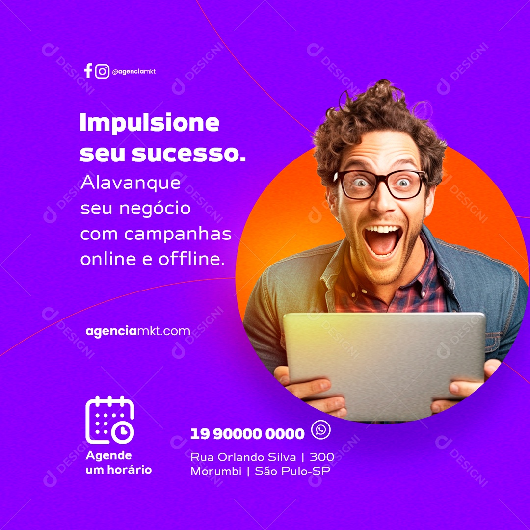 Impulsione Seu Sucesso Agência De Marketing Social Media PSD Editável