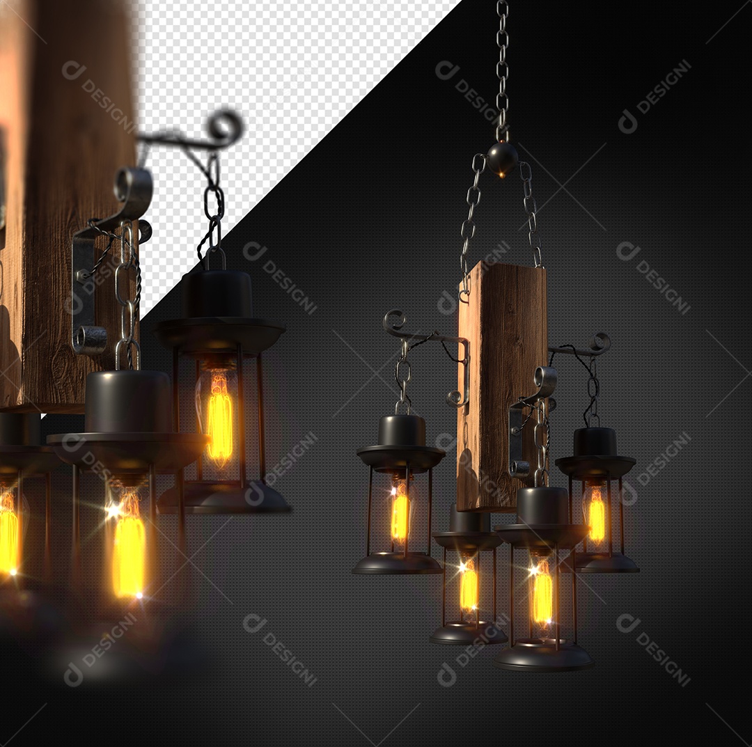 Luminária Antiga De Decoração Elemento 3D Para Composição PSD