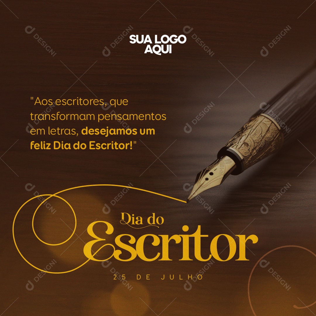 Social Media 25 De Julho Dia Do Escritor Pensamentos Em Letras PSD Editável