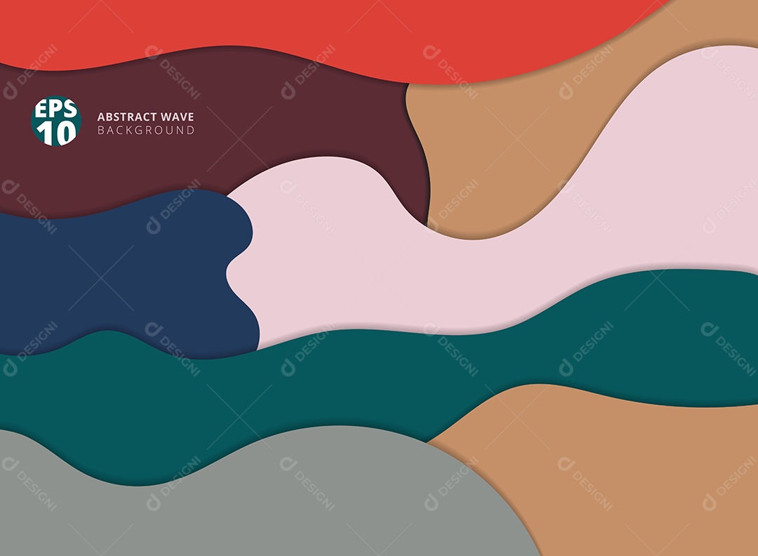 Background Onda de Corte de Papel Abstrata Multicolorida Vetor EPS Editável