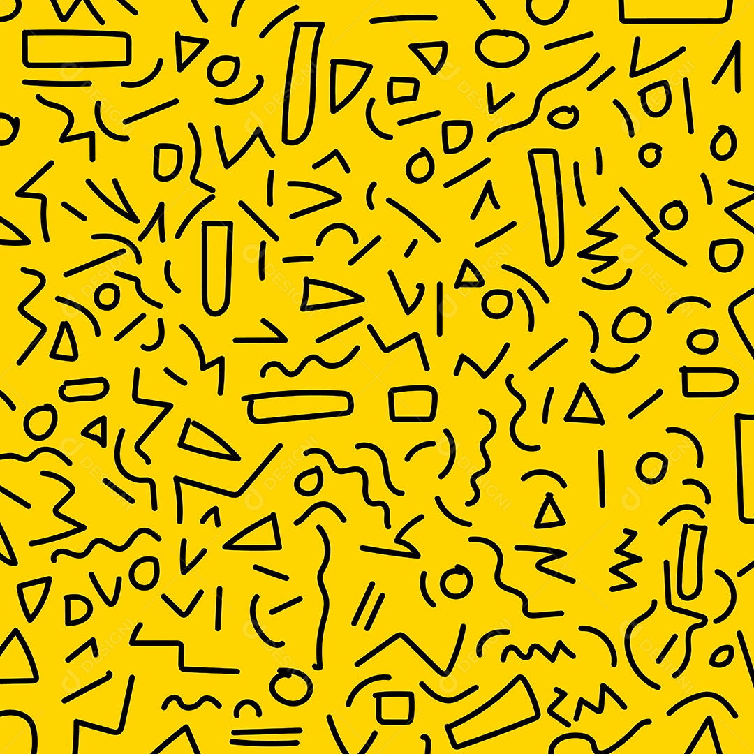 Background Padrão Geométrico Preto de Memphis Vetor EPS Editável