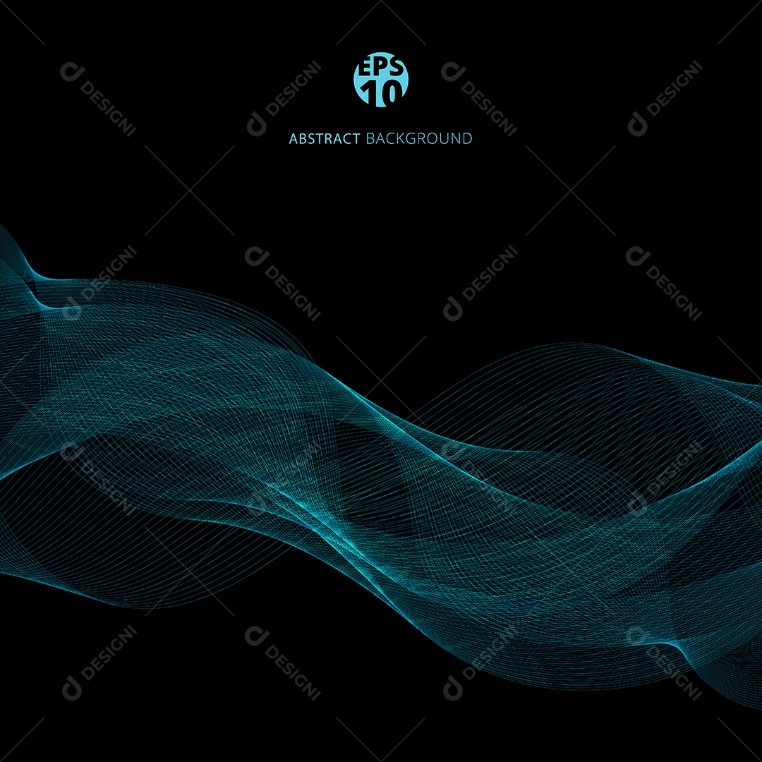 Background Modelo de Onda de Linhas Azuis Abstratas Vetor EPS Editável