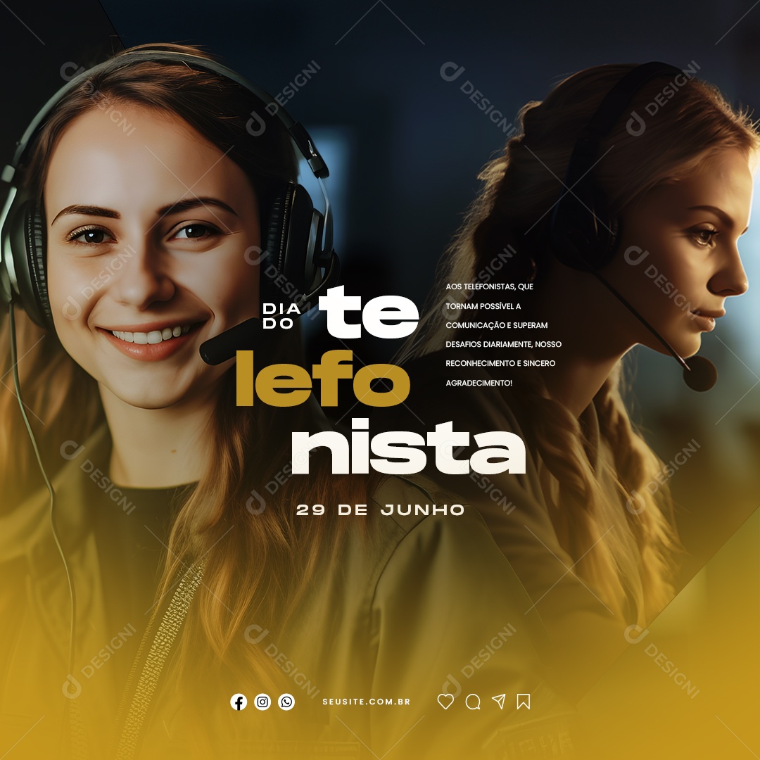 Aos Telefonistas Que Tornam Possível A Comunicação Dia Do Telefonista Social Media PSD Editável