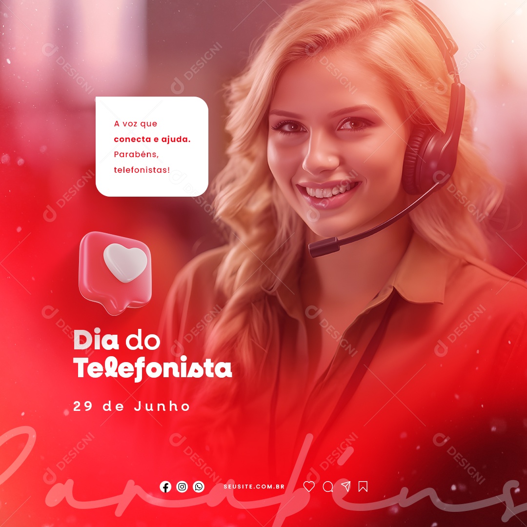 A Voz Que Conecta E Ajuda Parabéns Dia Do Telefonista Social Media PSD Editável