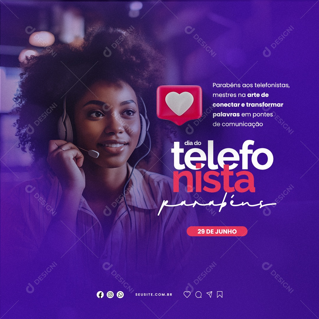 Parabéns Aos Telefonistas Mestres na Arte De Conectar E Transformar Dia Do Telefonista Social Media PSD Editável