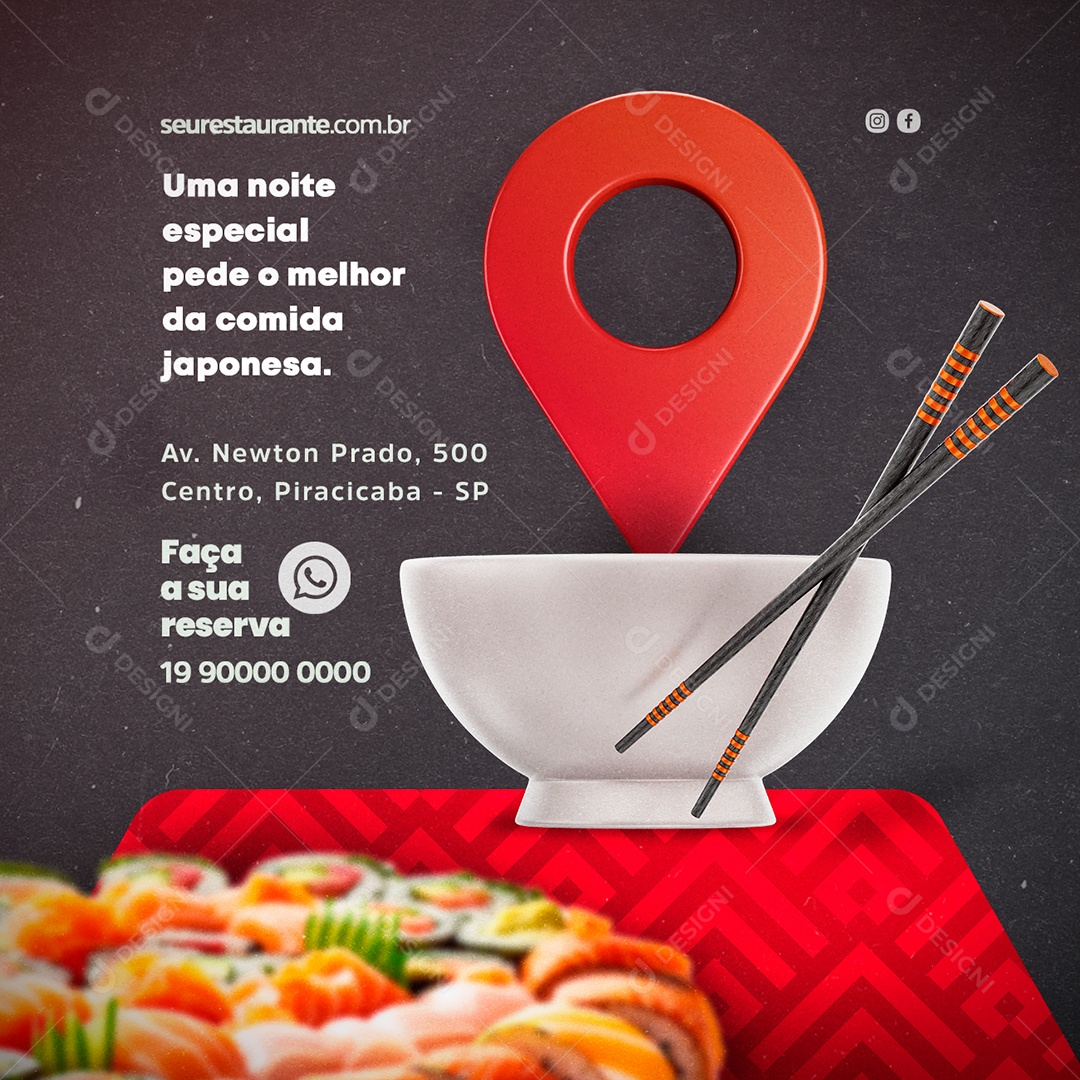 Uma Noite Especial Pede O Melhor Da Comida Japonesa Social Media PSD Editável