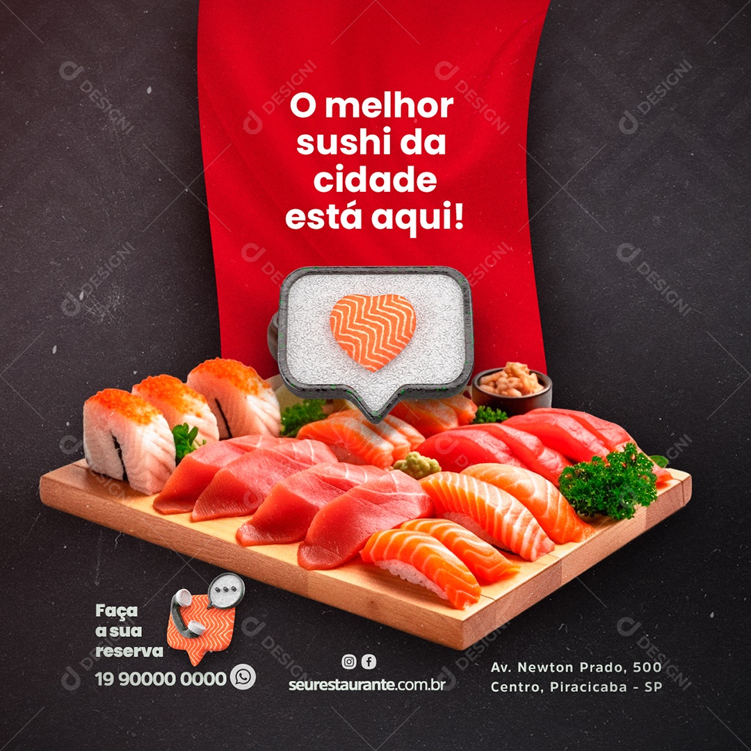 O Melhor Sushi Da Cidade Está Aqui Comida Japonesa Social Media PSD Editável