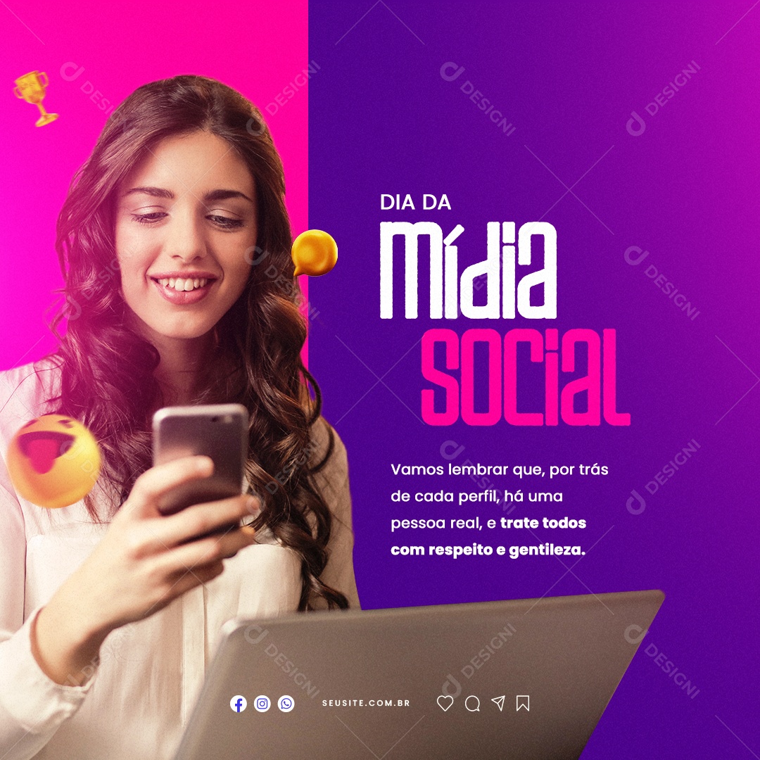 Vamos Lembra Que Por Trás De Cada Perfil Há Uma Pessoa Real Dia Da Mídia Social Social Media PSD Editável