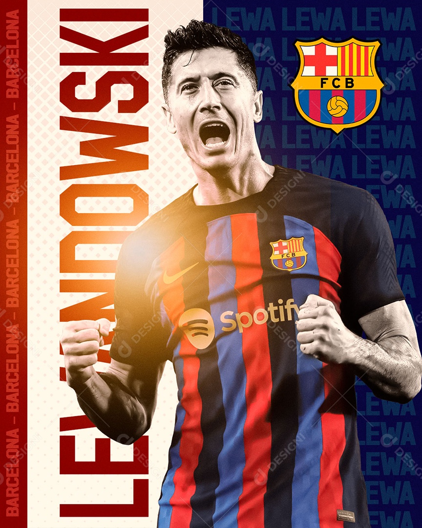 Social Media Futebol Barcelona Jogador Lewandowski PSD Editável
