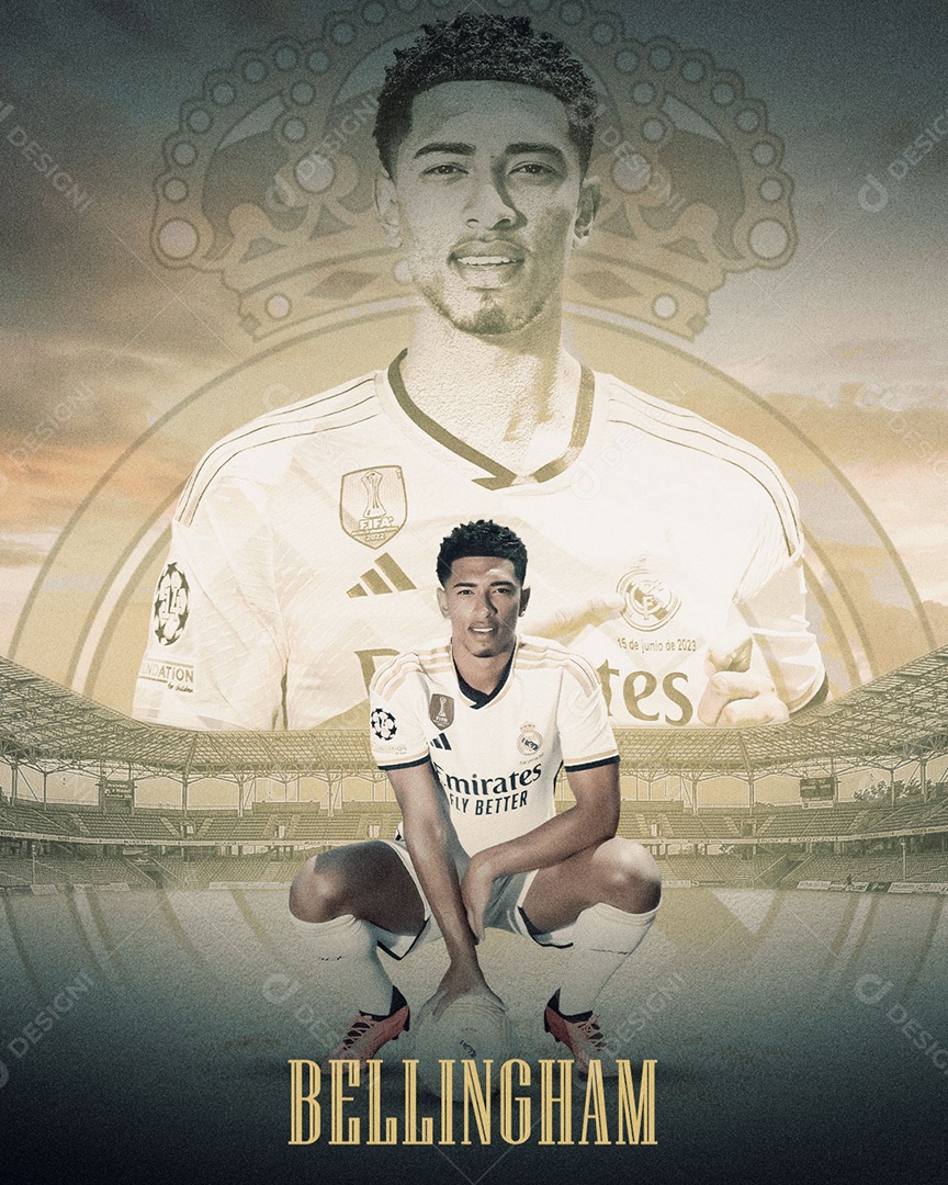 Soccer Player Bellingham Real Madrid Social Media PSD Editable