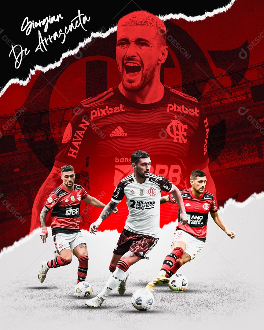 Social Media Futebol Giorgian De Arrascaeta Flamengo PSD Editável