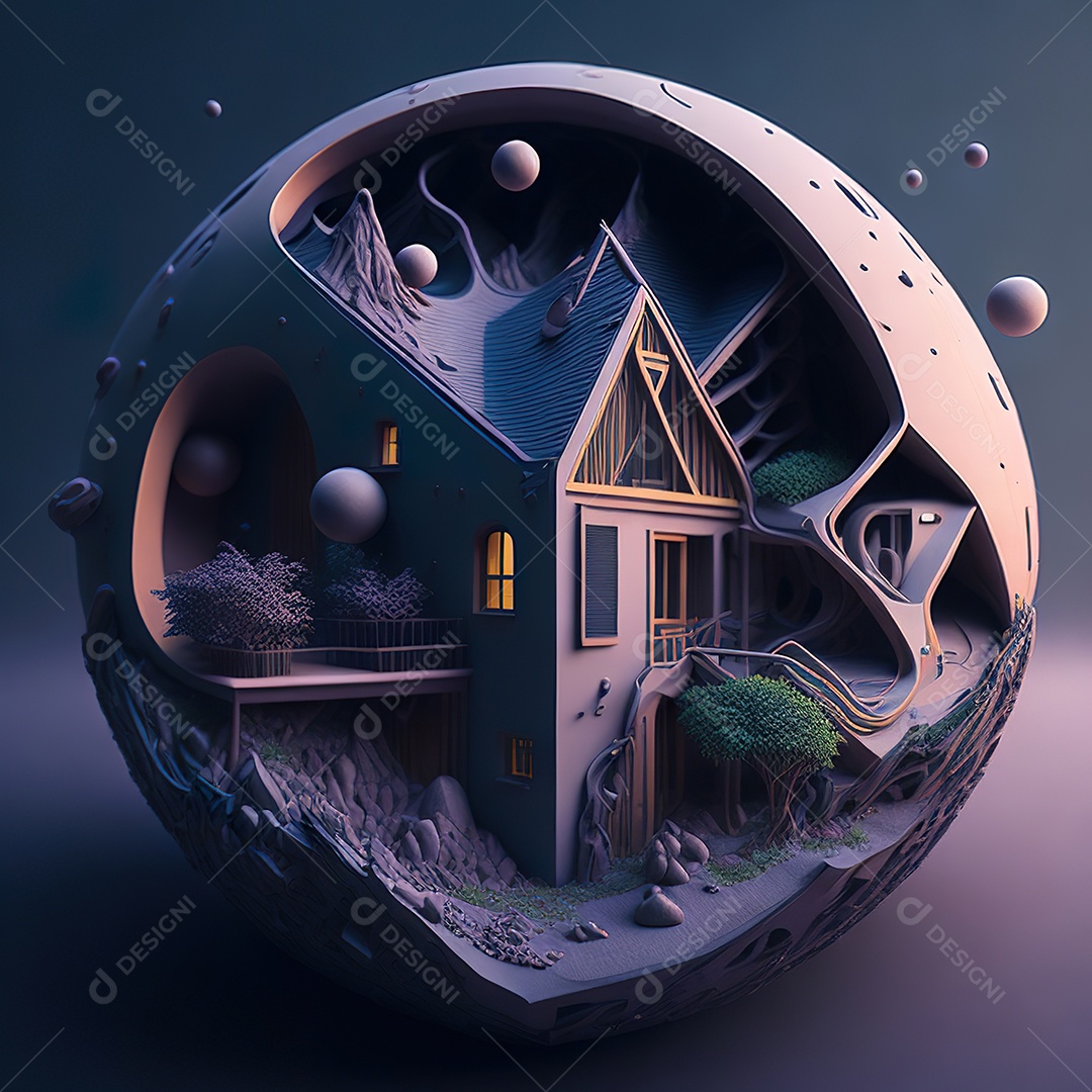 Casa de arte abstrata de dimensão 5D