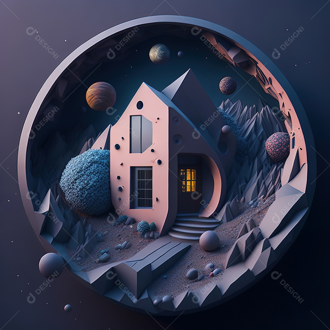 Casa de arte abstrata de dimensão 5D