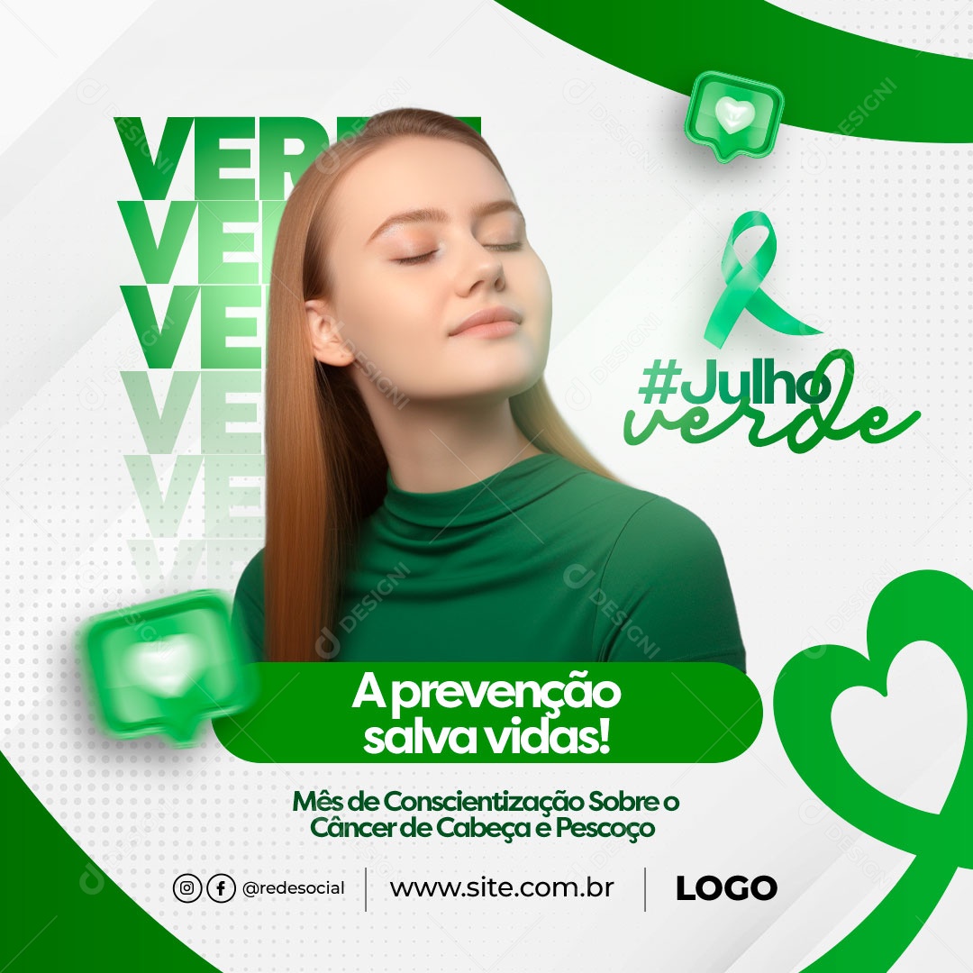 Julho Verde A Prevenção Salva Vidas Social Media PSD Editável