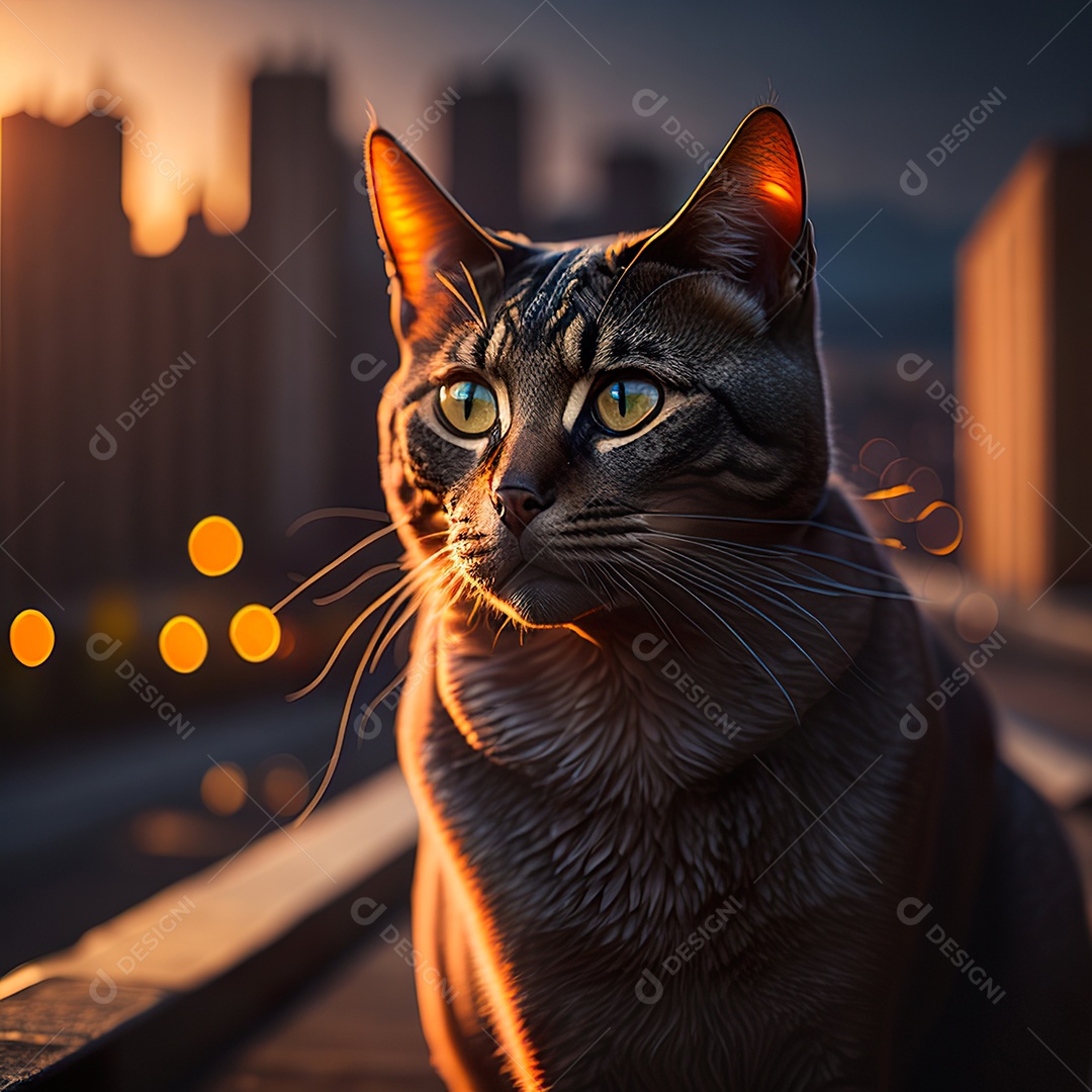 Retrato realista de gato