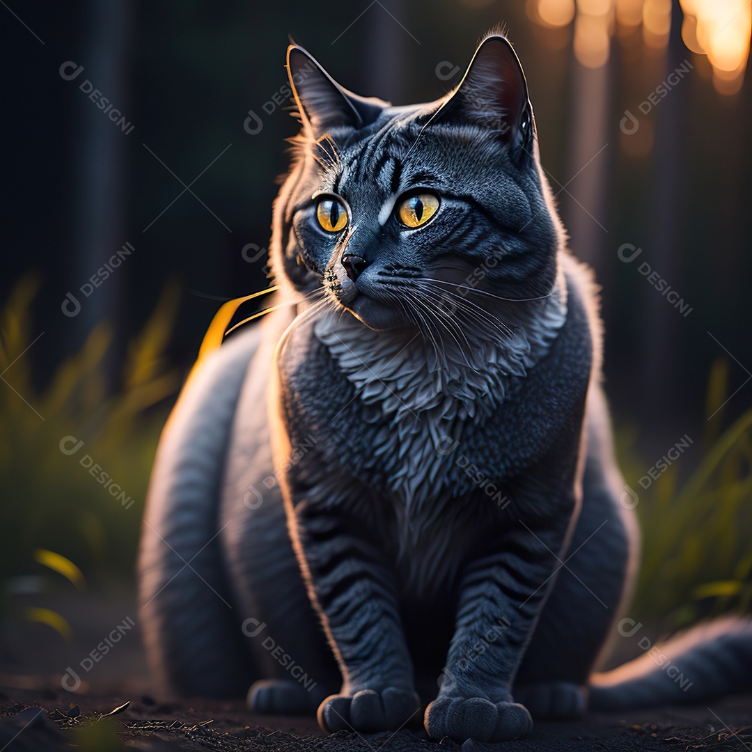 Retrato realista de gato